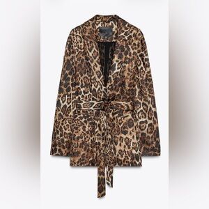 Zara Leopard Print tie blazer sz small